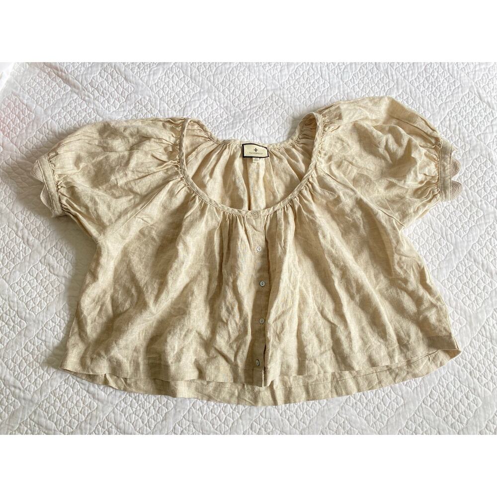 Tuckernuck Natural Linen Tully Crop Top Ava Shorts Matching Set Outfit XS - Picture 8 of 13